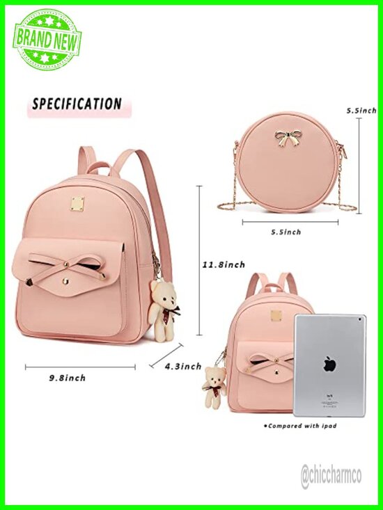Faux Leather Mini Backpack Purse for Women Bowknot Small Backpack Girls Gift main image 5